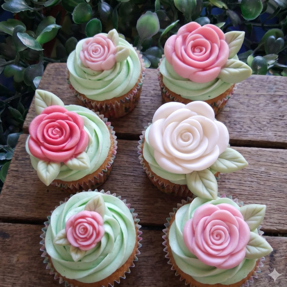 Molde de Silicone Rosas com Folhas 5 Tamanhos 2533 Confeitaria Biscuit