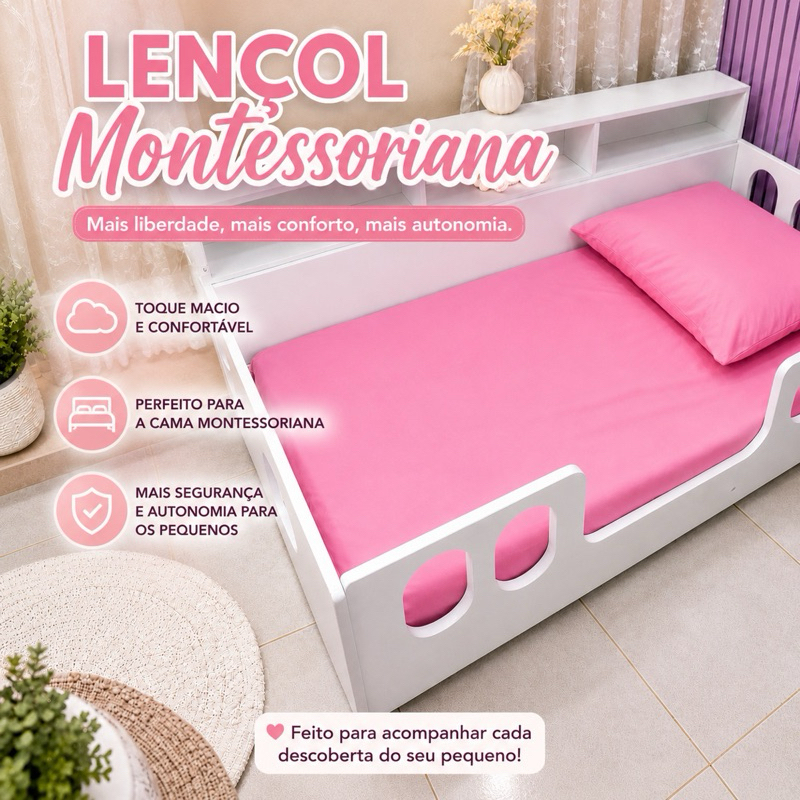 Lençol Avulso Micropercal Cama Montessoriana 1,50 x 70 x 15 Micropercal Mini Cama Infantil