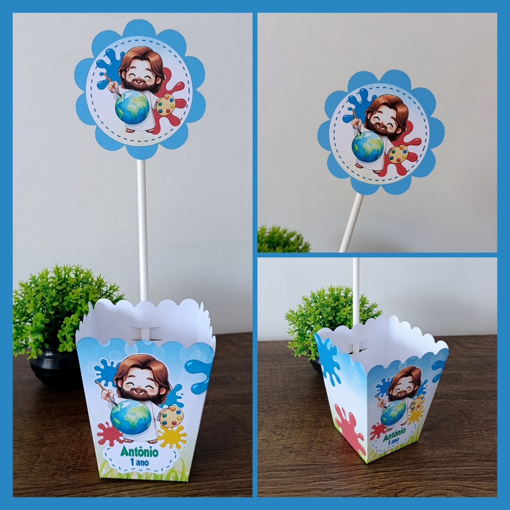 CENTRO DE MESA CACHEPO PEGUE MONTE TEMA MAIOR PINTOR DO MUNDO LEMBRANCINHA DECORAÇÃO