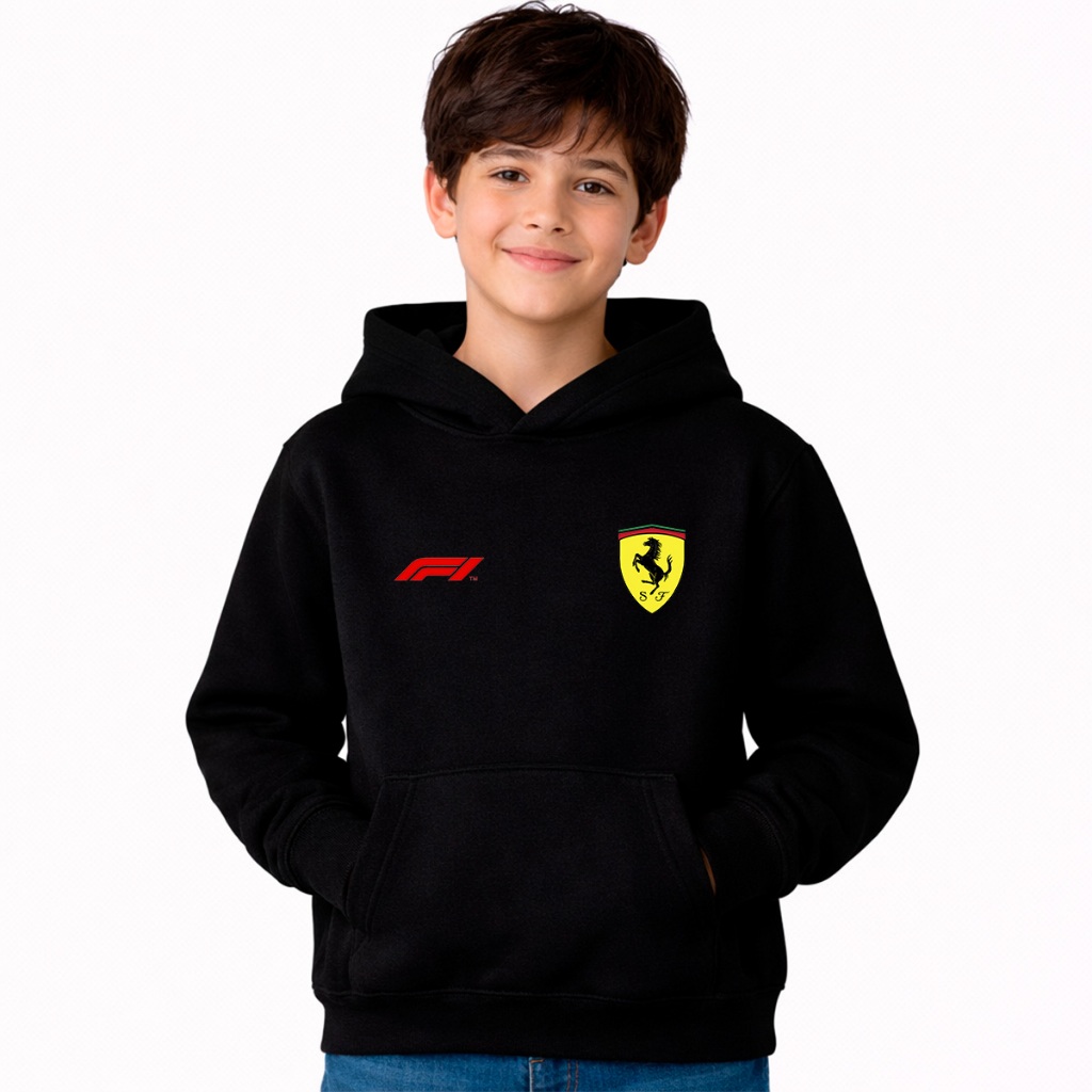 Moletom Canguru Infantil Carro Ferrari F1 Corrida Blusa De Frio Agasalho Casaco Blusão Unissex Menino Menina
