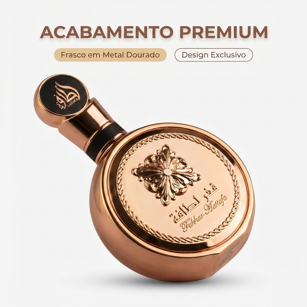 lattafa Fakhar Gold Extrait EDP 100ml, fragrância feminina que exala charme e elegância.