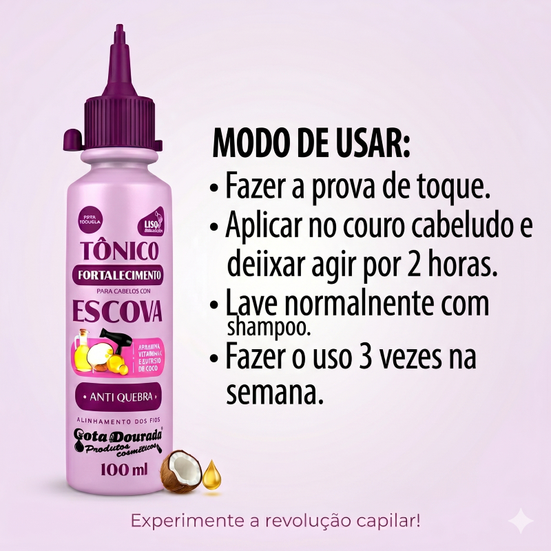 Tônico Escova Gota Dourada 100ml - Crescimento Saudável e Brilho Intenso · foto 2