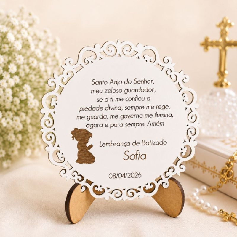 Kit 15 Lembrancinhas De Batizado Mandala MDF Personalizada Menino Menina - Batismo Eucaristia Crisma