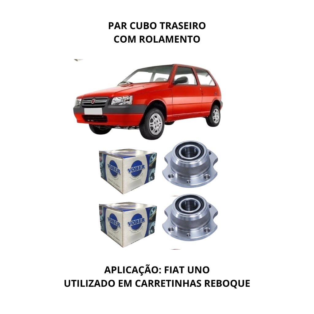 Par Cubo Roda Uno Mille Elba Fiorino Traseiro Com Rolamento Carretinha