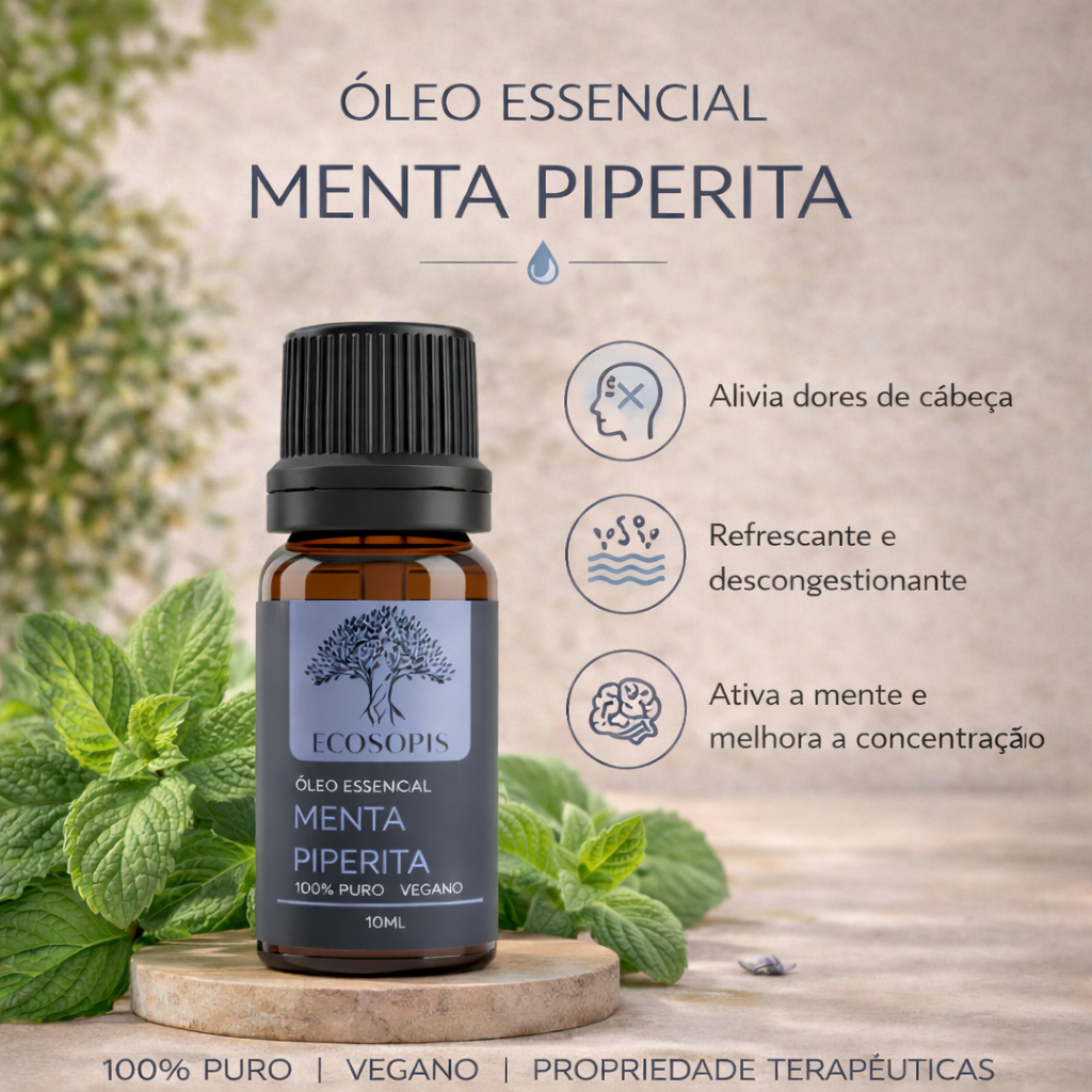 Óleo Essencial Menta Piperita Peppermint 100% puro 10ml