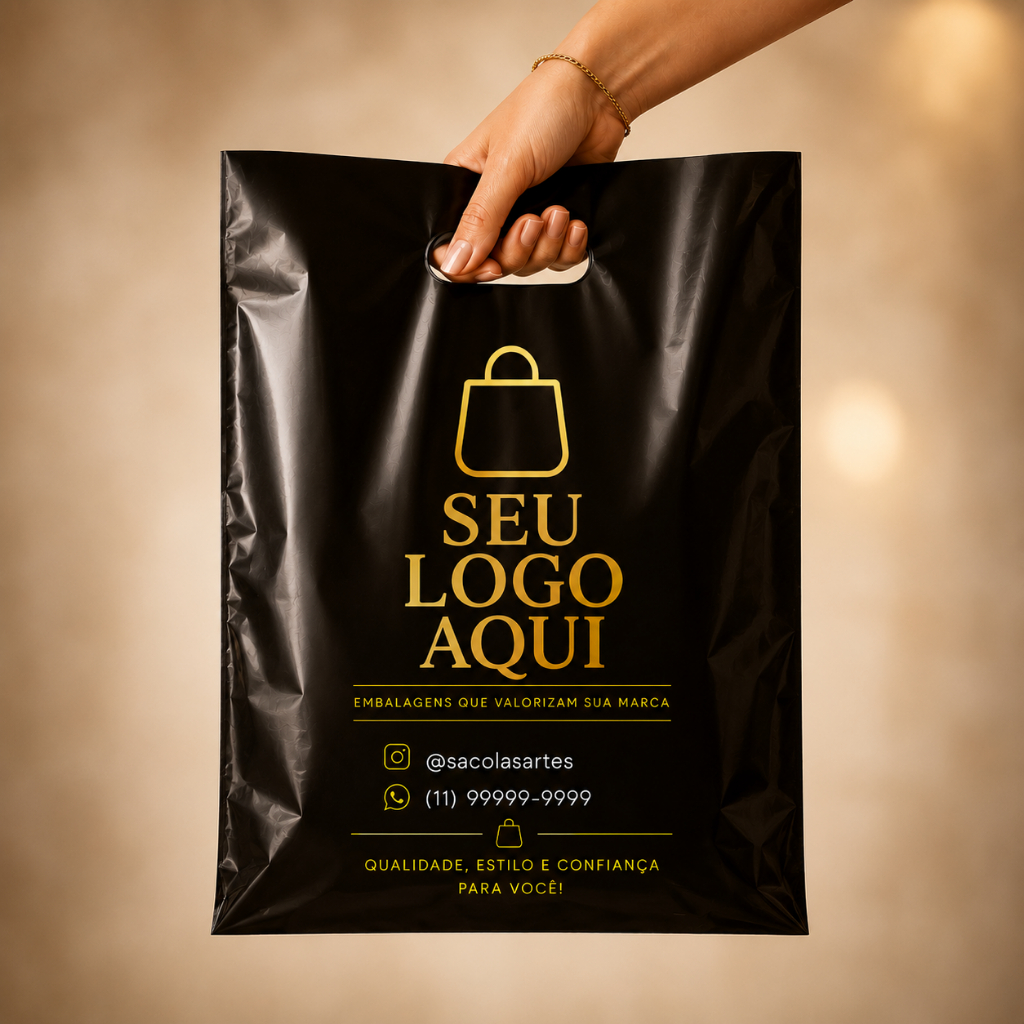 100~250 Sacolas Personalizadas com Sua Marca Logo | Alta Qualidade