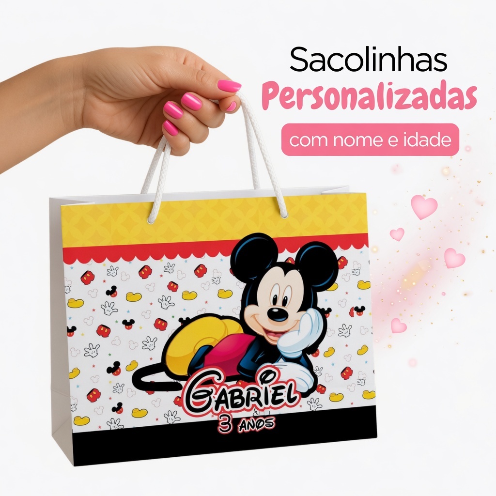 Sacolinha Personalizadas  Mickey  - Mimos de festa infantil - Lembrancinha
