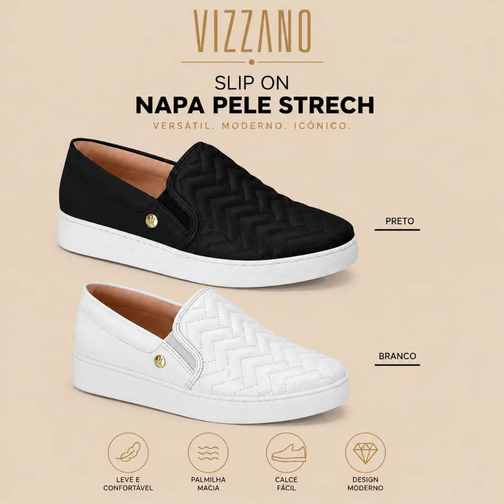 Sapato Slip On Vizzano Feminino Casual Napa Macio Sem Cadarço Confortável · foto 2