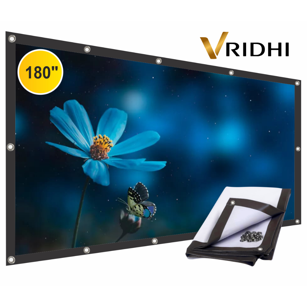 Tela de Projeção 180 Polegadas Vridhi Datashows e Full Hd 1080p 16:9 Telão Lona Lonil Ideal Para Igrejas Cinema