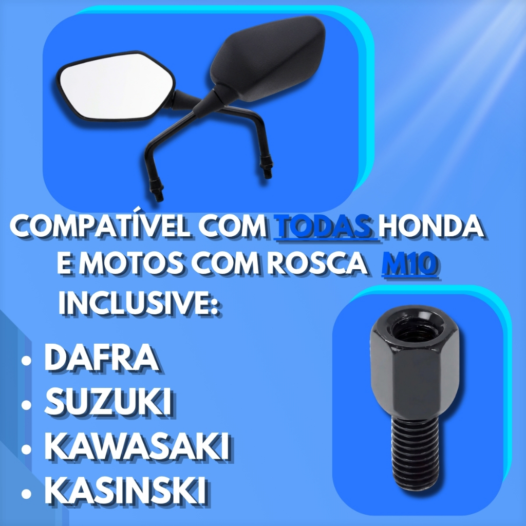 Par Retrovisor CB300 Titan Fan Start Lente Convexa Rosca Honda — imagem 2 de 2