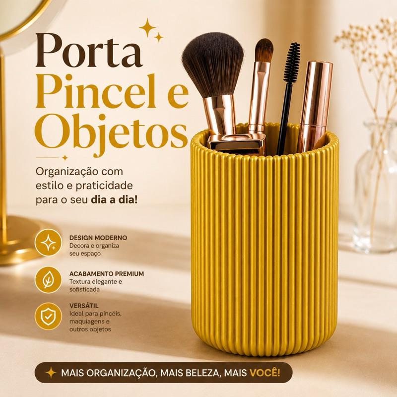 Porta Pincel Maquiagem Organizador de Mesa 3D Estético Moderno Porta Caneta Decoração