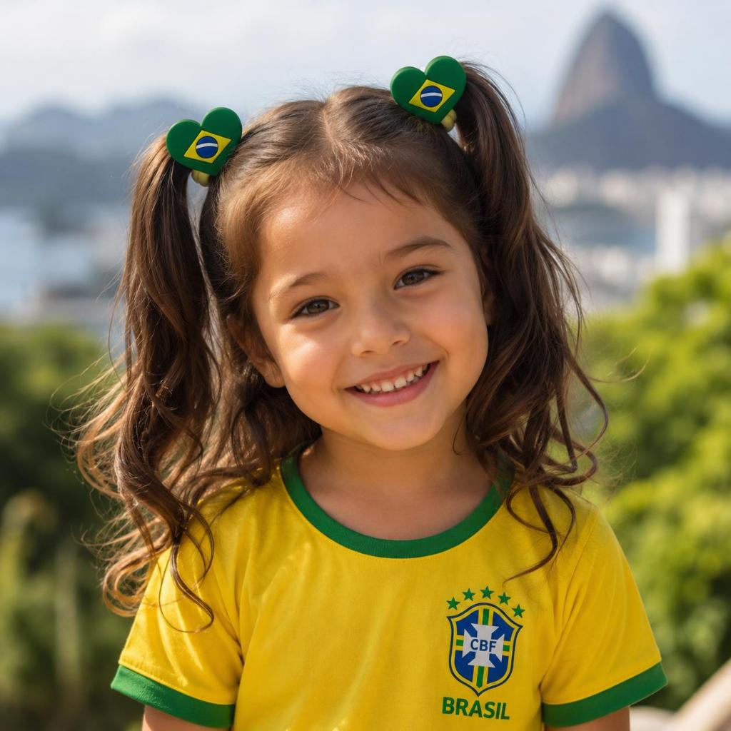 Par de xuxinha copa do mundo acessório copa brasil rabico de cabelo infantil seleção brasileira