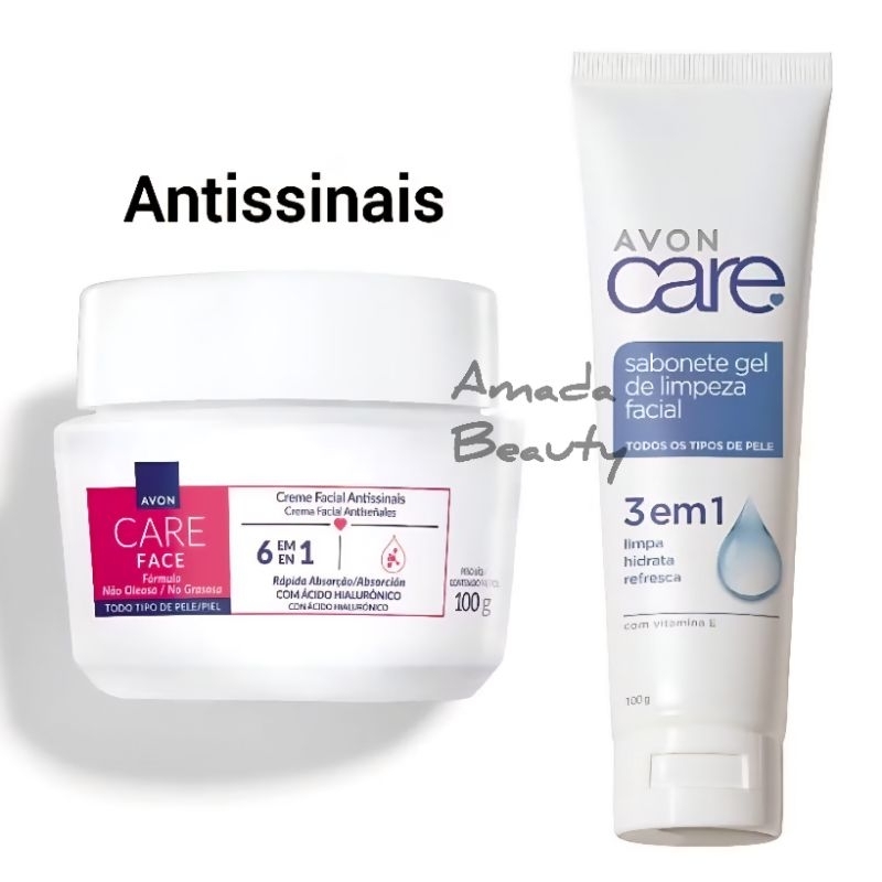 Kit Avon Care Creme Facial Antissinais 6 em 1 + Gel de Limpeza
