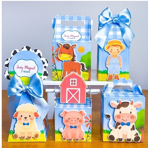 PEGUE E MONTE|Kit Festa Personalizado| FAZENDINHA | Caixinhas Lembrancinha para Aniversário - SEMIMONTADAS