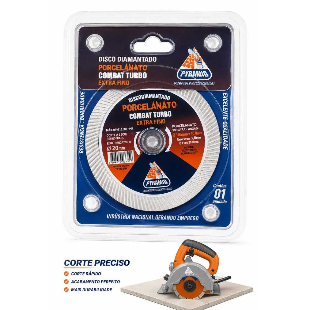 disco de corte-Diamantado Porcelanato Combat Turbo Extra Fino - Pyramid