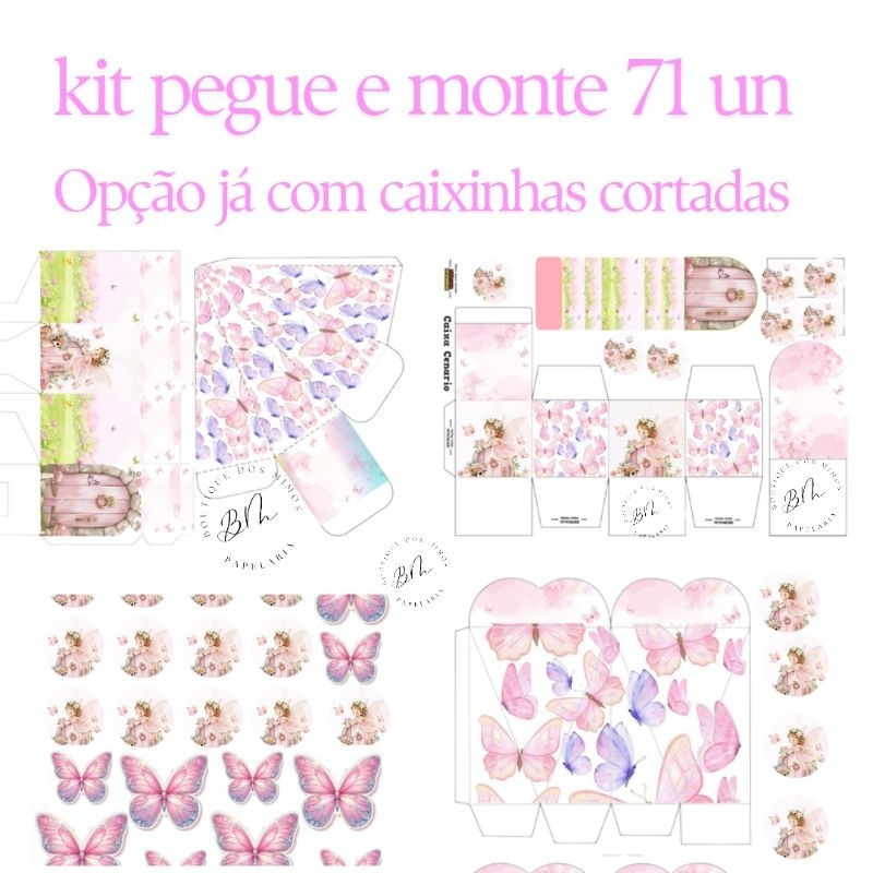 Kit Festa 71 Itens Pegue e Monte Personalizado Com Nome ou Sem Corte Infantil Barato( JARDIM ENCANTADO)