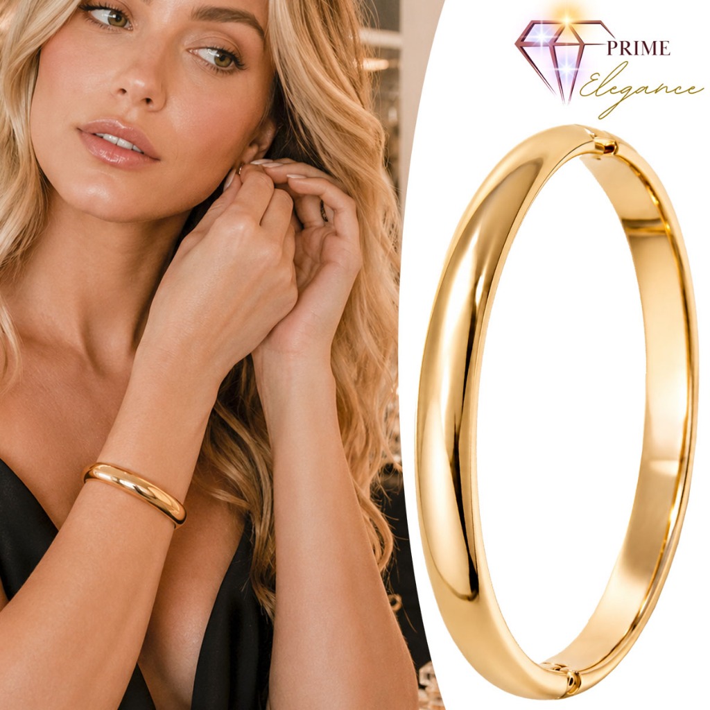 Bracelete Feminino Oval Banhado a Ouro Premium Luxo - Modelos Exclusivos