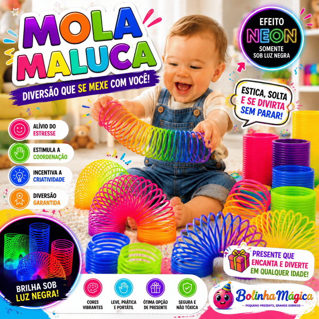 25 Mola Maluca Grande Neon Brinquedo P/ Kit Festa Aniversário Lembrancinha Brinquedo Infantil Prenda