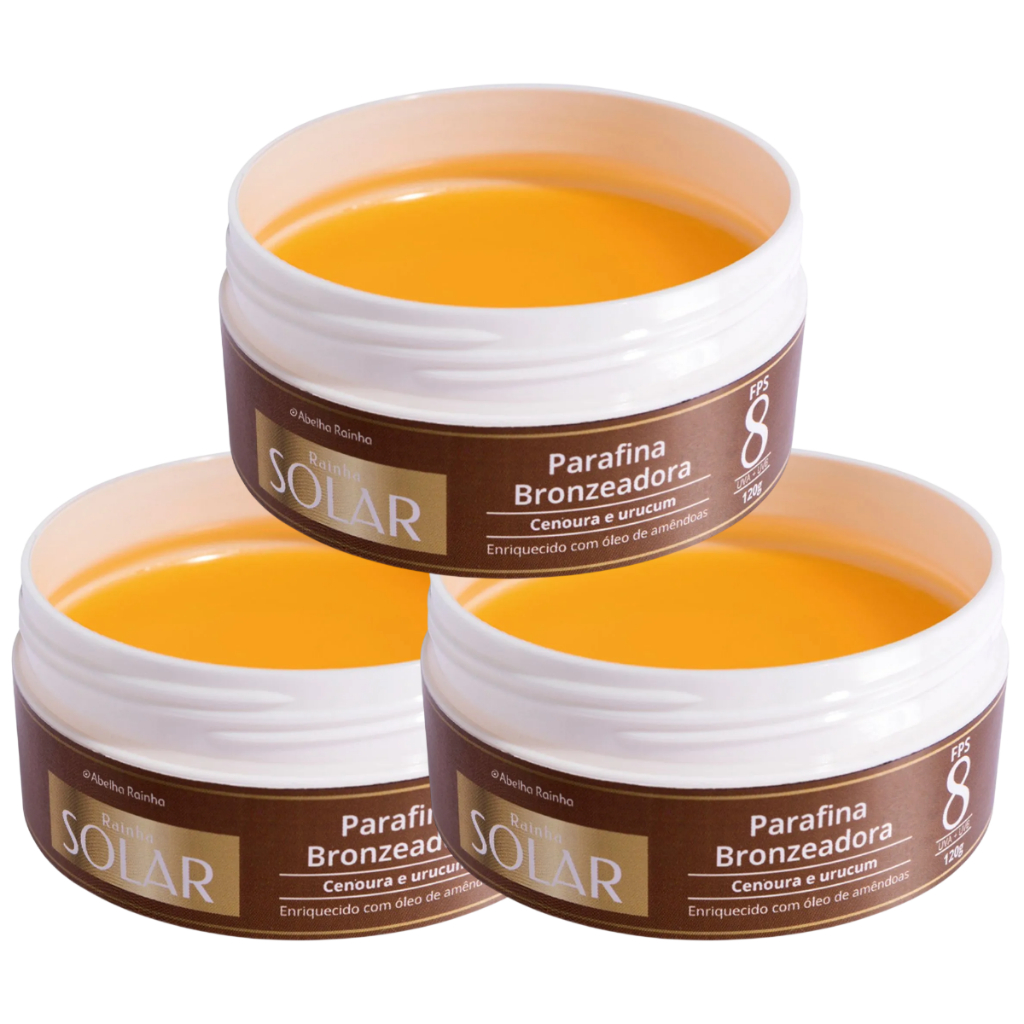 Kit c/ 3 Parafina Bronzeadora Cenoura e Urucum FPS 8 - Abelha Rainha