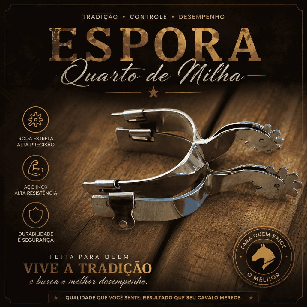 Espora quarto de Milha Ganso Inox com Correia de Couro – Alta Resistência e Conforto | Oferta da Loja