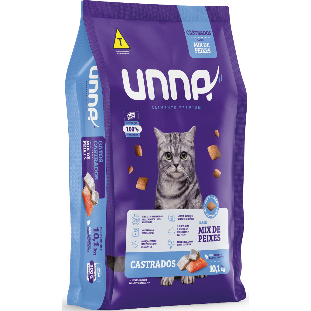 Ração Unna Gatos Castrados Mix de Peixes a Granel|Solito Alimentos| Gatos Adultos | Peixe | Ração |