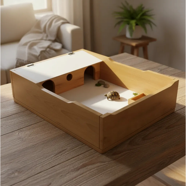 Terrário Jabuti Casa Madeira Viveiro Habitat Hamster + Serragem Tarturuga