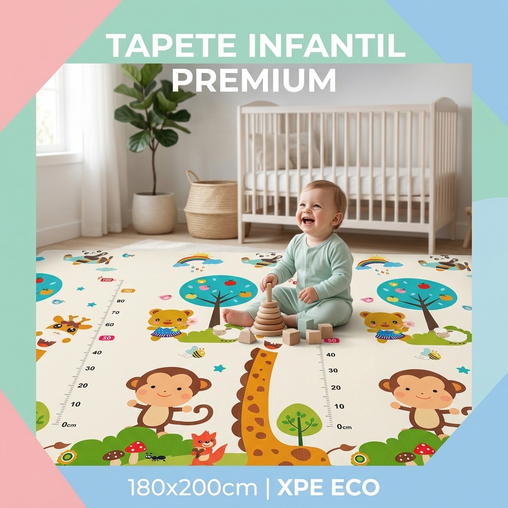 Tapete Tatame Infantil Dupla Face Emborrachado de Encaixe 200cm×180cm×6mm Tapete de Jogo para Bebê