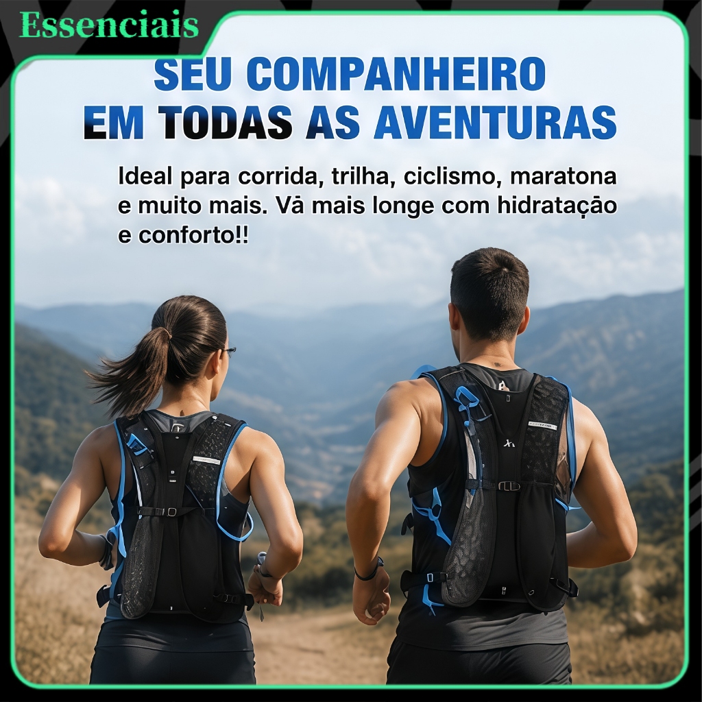 Mochila hidratante outdoor 2L respirável para corrida, ciclismo, maratona e trilha, com bolsa de água anti-vazamento em