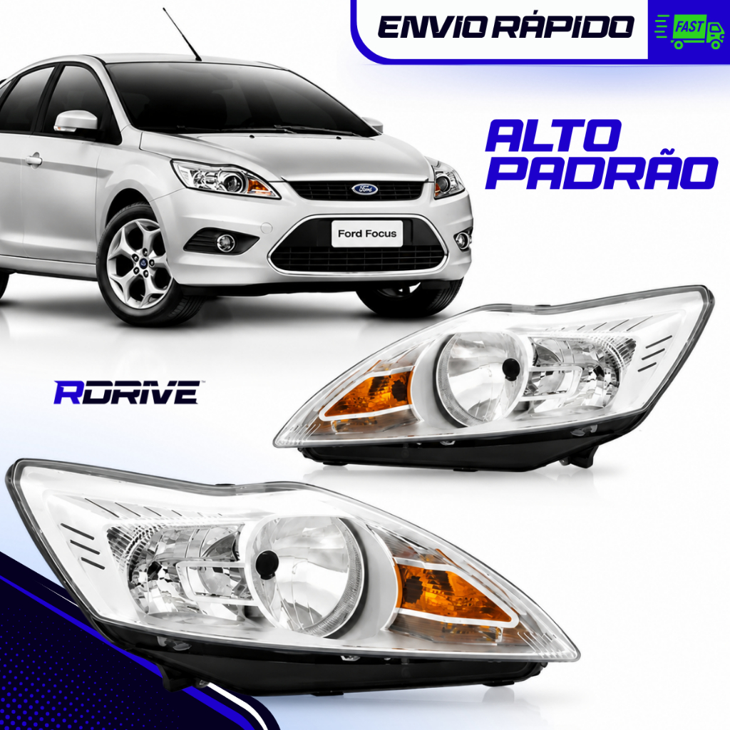 Par Farol Focus 2009 2010 a 2013 Manual Cromado Direito ou Esquerdo Ford Molde Original Peça Nova