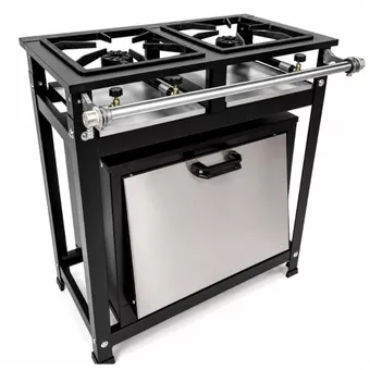 Fogão Industrial 2 Bocas Com Forno Alta Pressão 30x30 Perfil 5 Cristal Aço