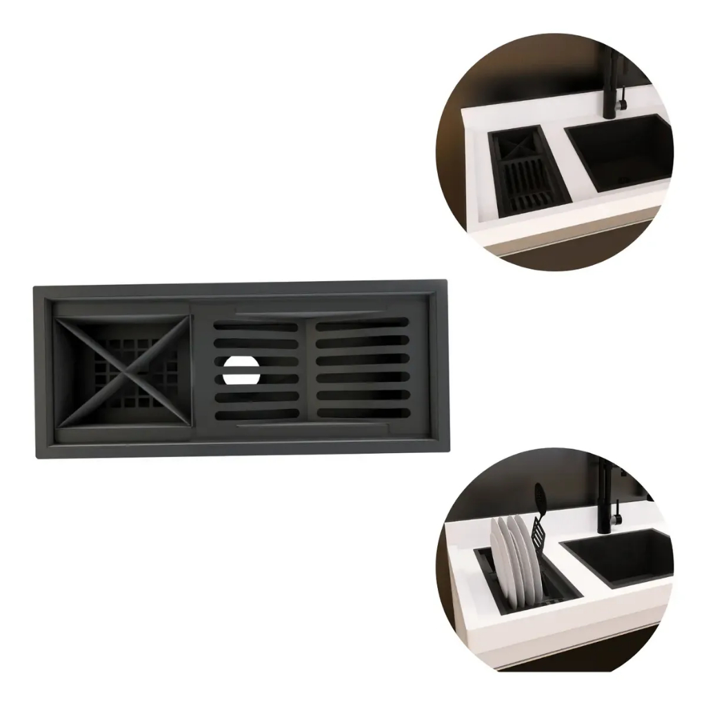 Calha Úmida Gourmet Preto 48cm Embutir Fácil Instalação