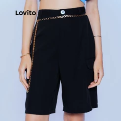 Lovito Bermuda Feminina Cintura Alta Cargo STB1060BRL1090