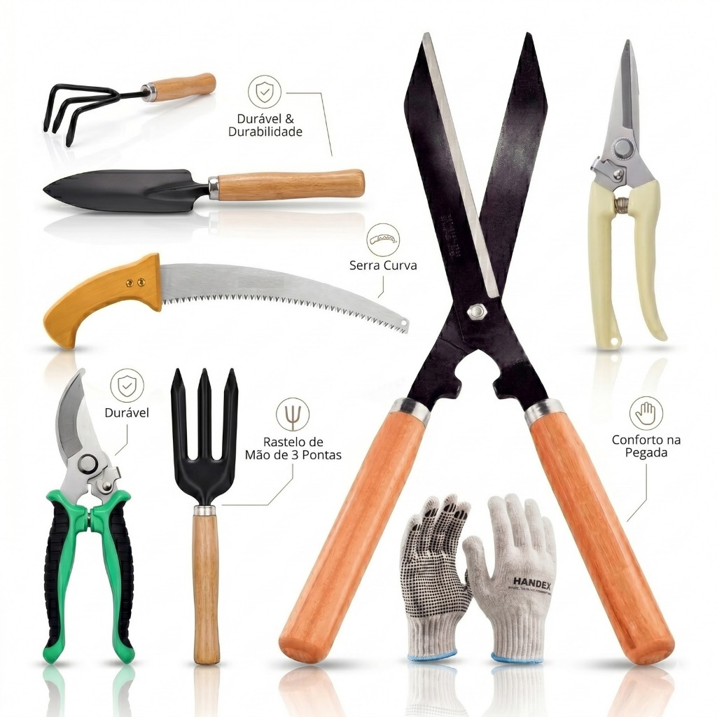 Kit PODA Tesoura serrote Alicate  jardinagem jardim jardineiro grama cerca viva