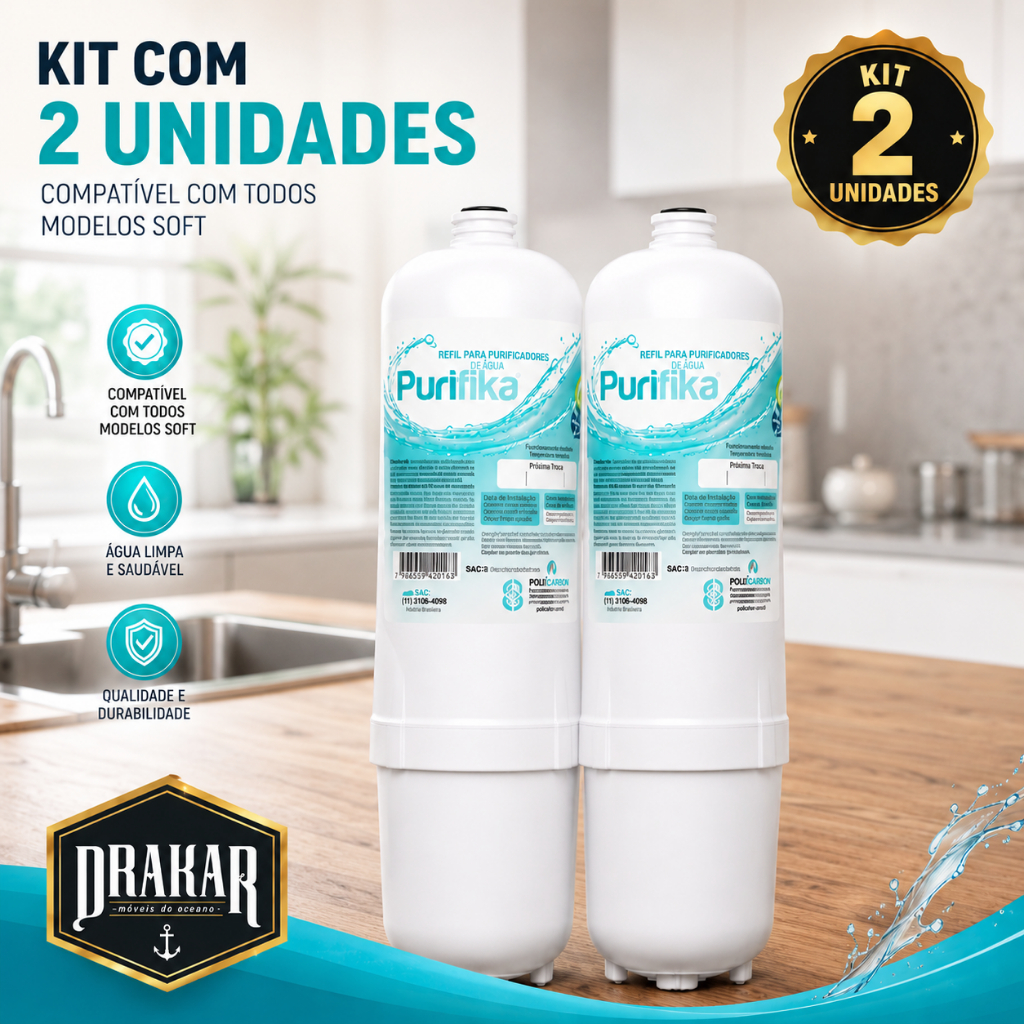 Refil Filtro Vela Policarbon bebedouro compatível com Soft Everest plus star slim fit baby 2 Und