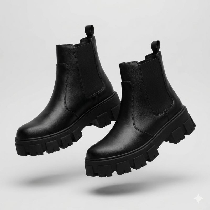 Bota coturno feminino chelsea tratorado tendência blogueira inverno leve e confortável - Oferta