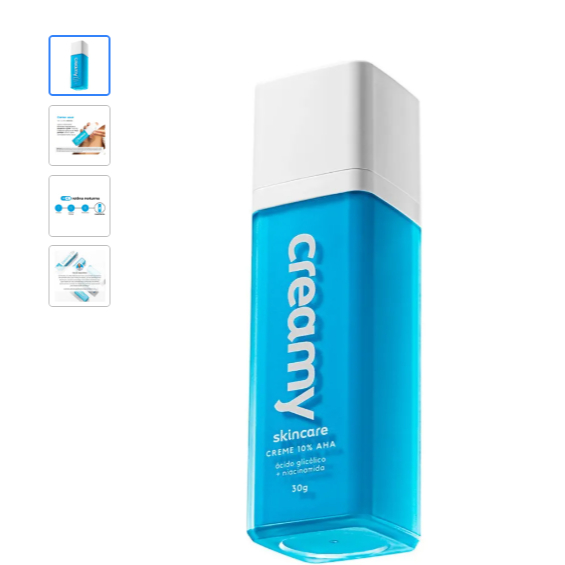 Creamy Skincare Ácido Glicólico 30g | Reduz Poros Dilatados, Melhora A Pele, Hidratação Profunda