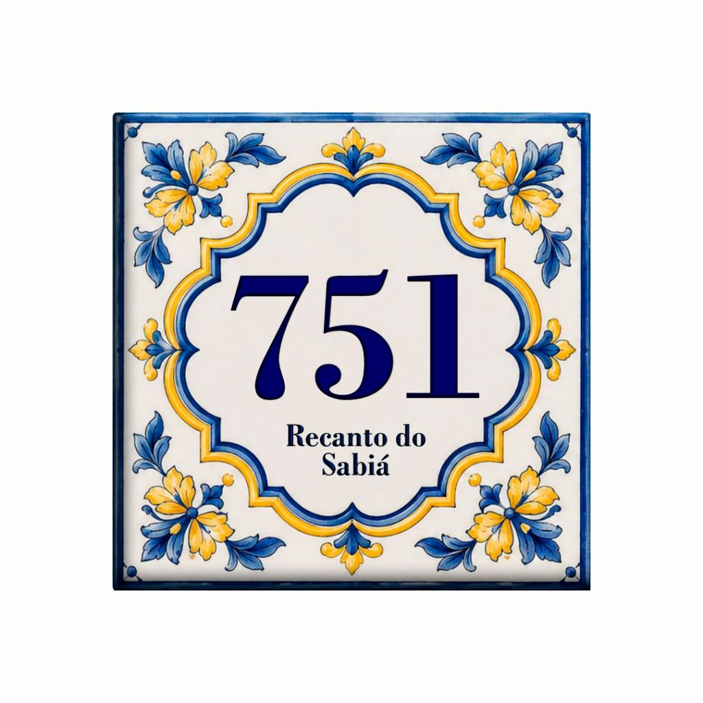 Azulejo Número de Casa Personalizado e Nome da Rua e Número Placa para Muro Número Residencial 21