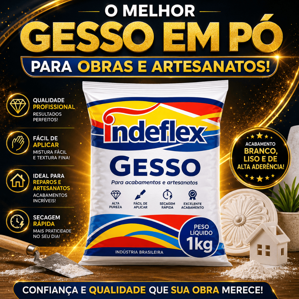 Gesso Em Pó Branco 1/2/5 kg Para Artesanato E Reparos Em Geral Rápido