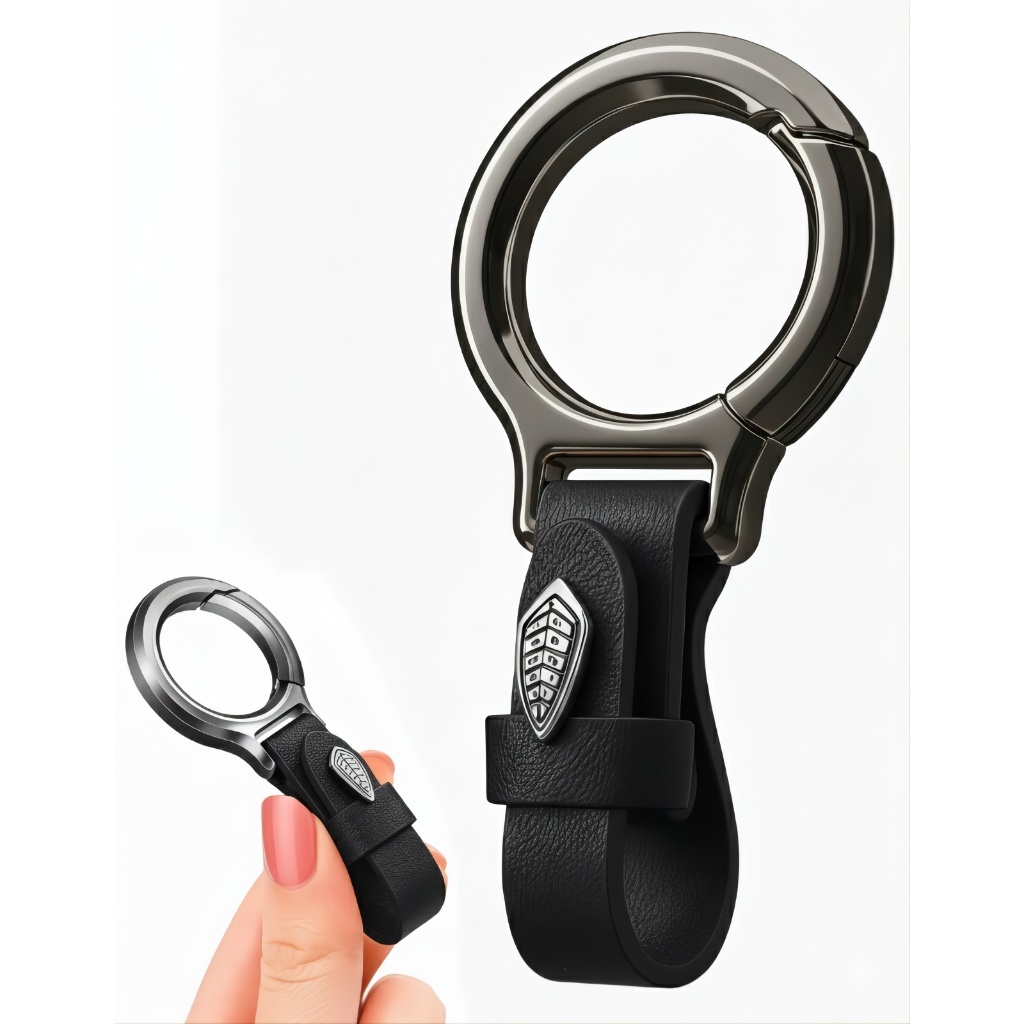 Chaveiro Mosquetão Argola de Metal e Couro Chave Casa Carro Moto Mochila