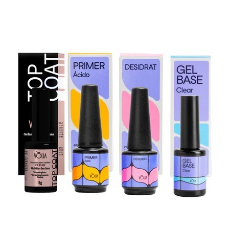 Kit Blindagem Volia Top Coat + Gel Base + Primer + Desidrat