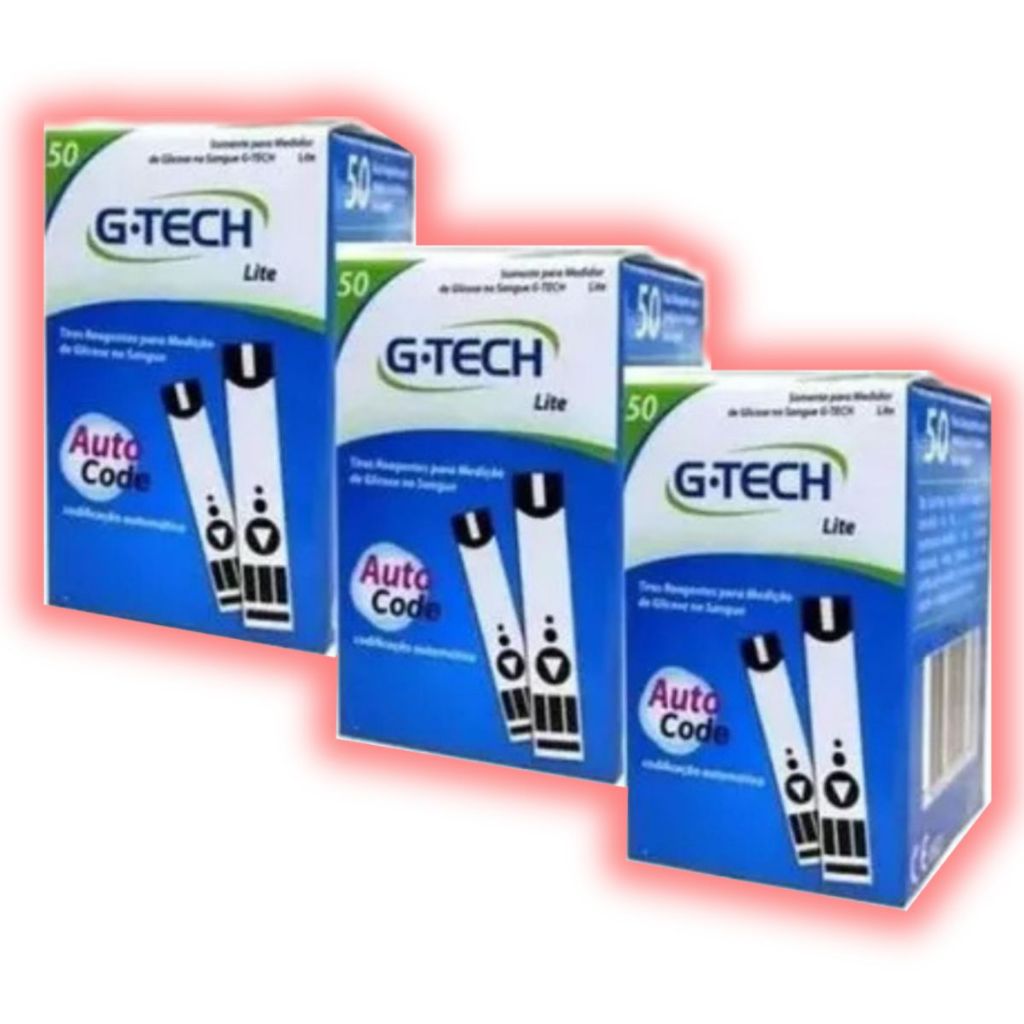 150 Tiras Glicemia G-tech Lite  Fitas Glicose Diabete
