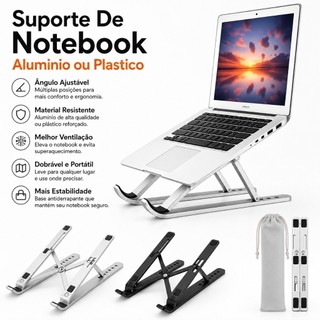 Suporte Para Notebook Base Dobrável de Alumínio Ou Plastico Ergonômico Ajustável Portátil…