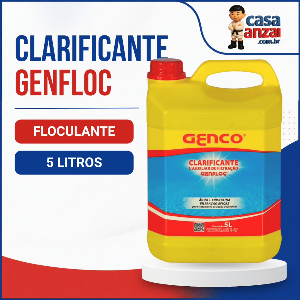 Clarificante E Auxiliar De Filtração Genfloc 5 Litros Genco Para Piscinas
