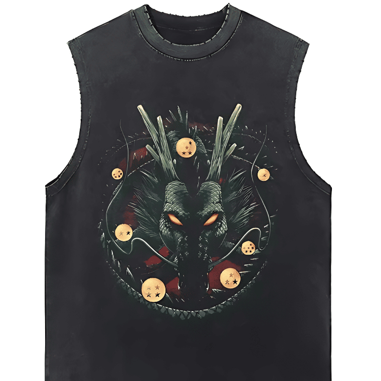 Camiseta Regata Dragon Ball Z Shenlong 7 Esferas Machão 100% Algodão Masculino Academia Camisa Cavada Adulto Unissex
