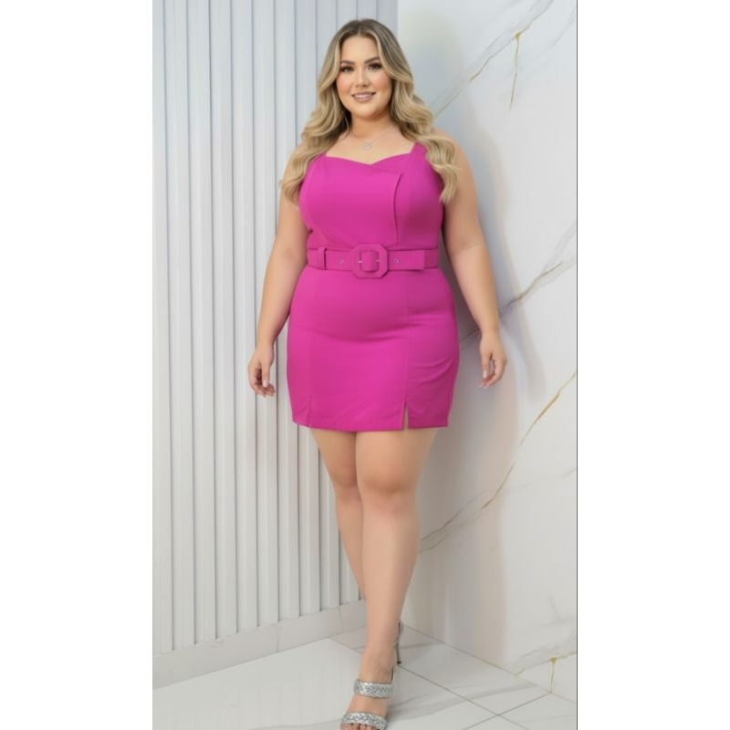 Macacão Plus Size Feminino Jardineira Short Saia com laycra Macaquinho Feminino curto veste 46 ao 52