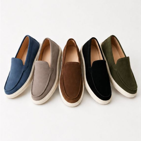 slip on camurça lançamento varias cores lauger loafer casual despojado mocassim