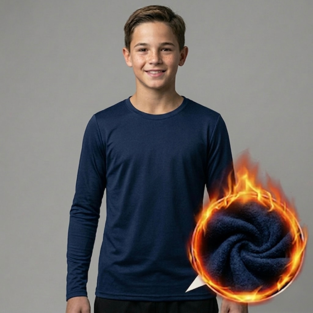 Camiseta Térmica Peluciada Frio Segunda Pele Unissex  -  1 PEÇA  -  Juvenil (10 ao 16)