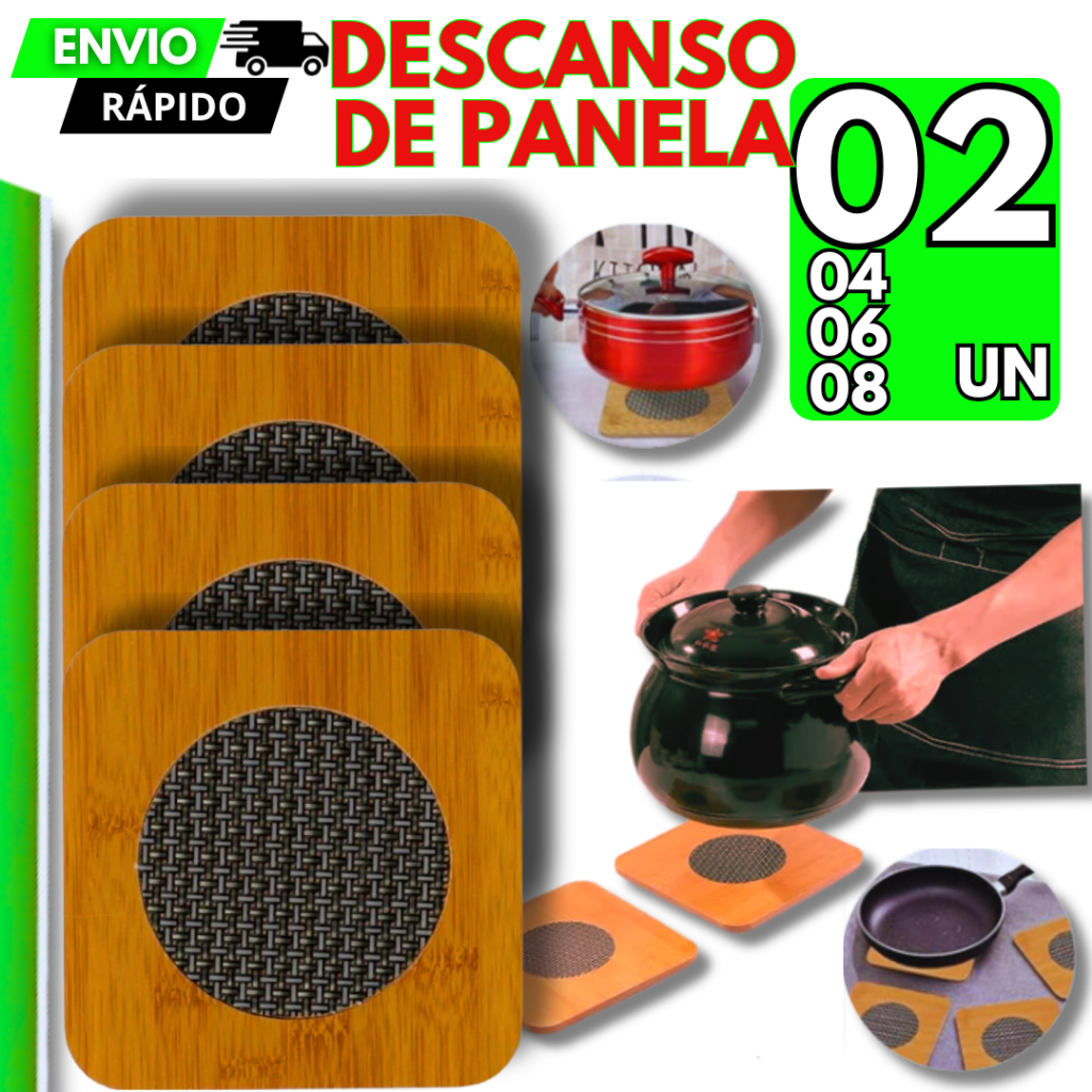 08/06/04/02 Descanso de Panela MDF Apoio Panela Quente Protetor Mesa Madeira Alta Temperatura