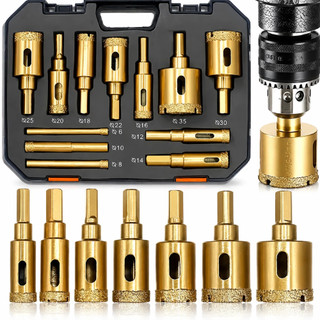 Kit 12 Brocas Diamantadas 6-35mm Serra Copo Resistente Para Furar Mármore Vidro Pedra Granito Cerâmica Com Acessórios