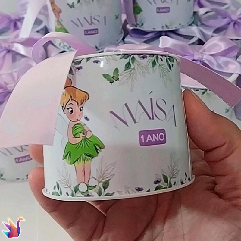 Tubolata Personalizada Tinker Bell | Lembrancinha Festa infantil | Tubolata 5x6 | Tema Fadas 🧚‍♂️ Sininho | TODOS OS TEM
